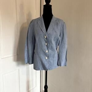 100% Linen Women's Blazer Light Blue Size 10